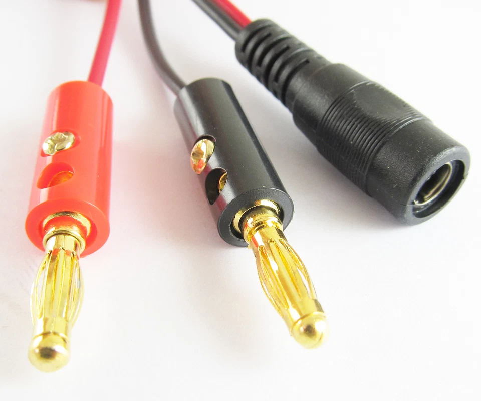 5 sets 30cm/1F Gold Plated 4mm Banana Plug to 2.1x5.5mm DC Female DC Power Cable - Image 3 of 4
