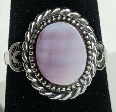 Sterling Silber Lavendel Quahog Muschel Muschel Ring 2,7 g Gr. 5,25 signiert