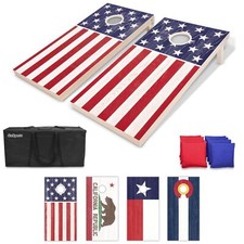 GoSports Flag Series Wood Cornhole Sets Choose American Flag or State Fl