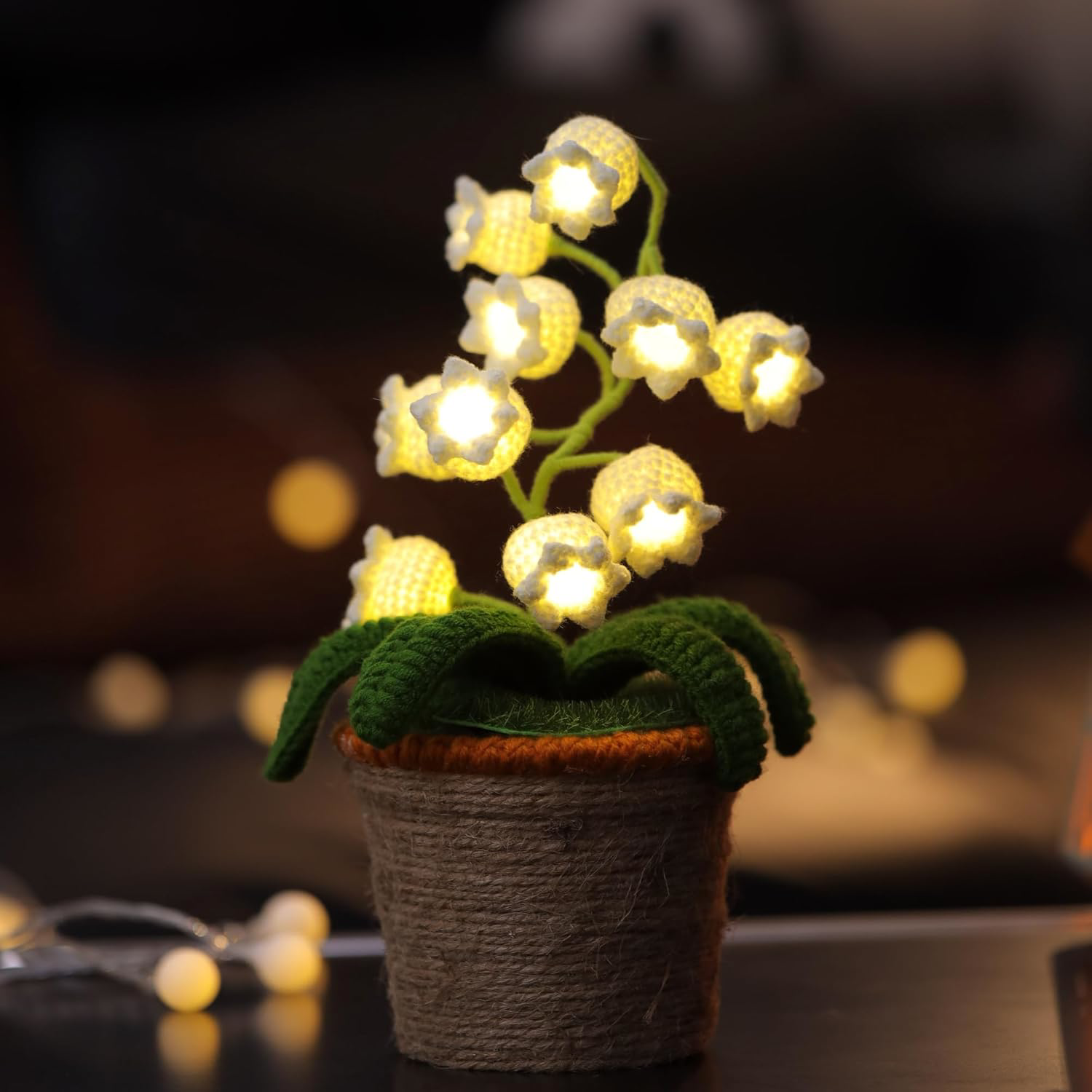 Lily of The Valley Lamp - Crochet Flowers Night Light, Gift for Women