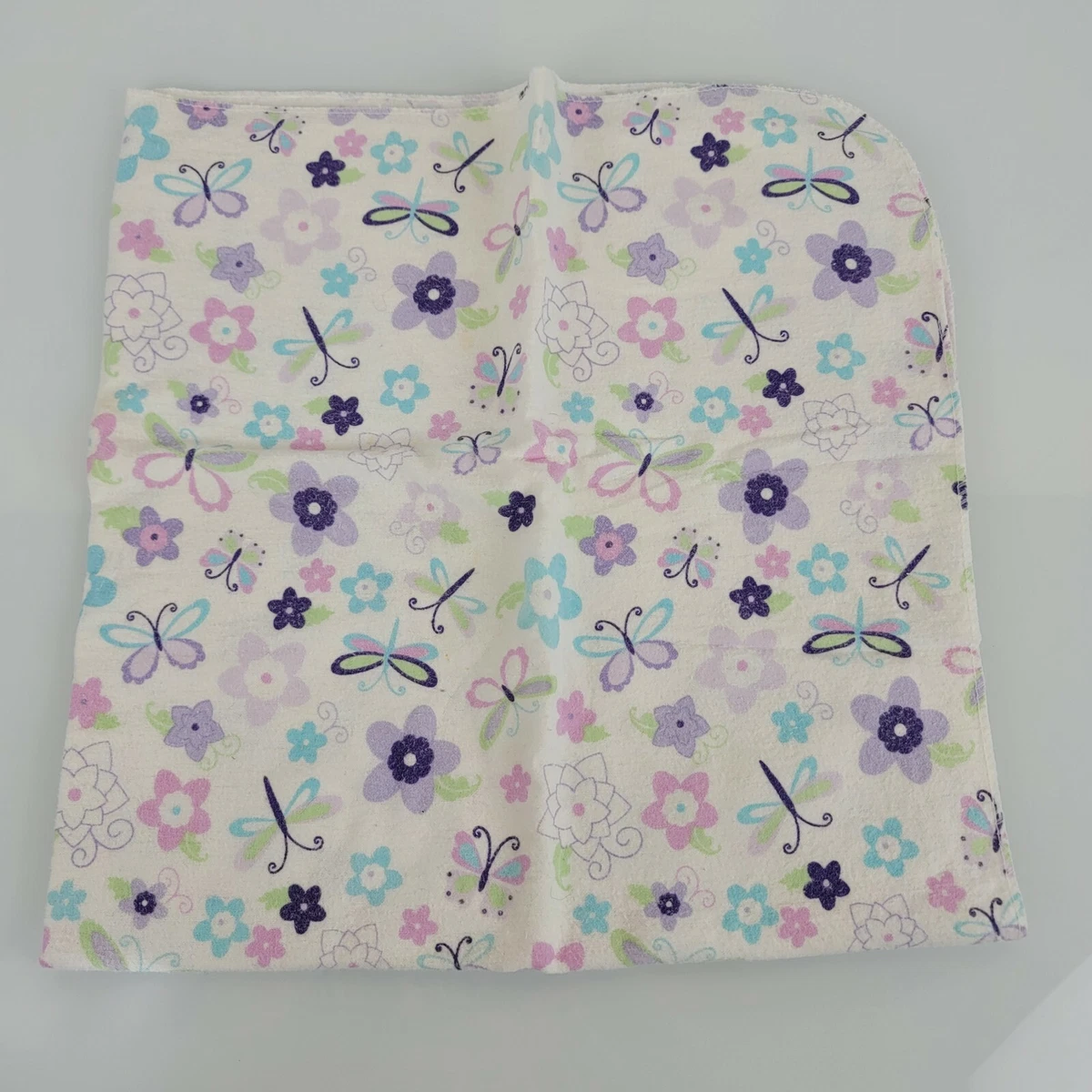Tiddliwinks Pink Purple Blue White Butterfly Dragonfly Flower Flannel Blanket