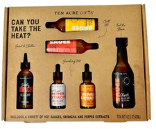 Ten Acre Gifts Assorted Hot Sauce Sriracha Pepper Extract Gift Set 6 Flavors NIB