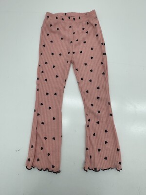 Shein Pink Black Heart Print Elastic Waist Pajama Pants Girls Size
