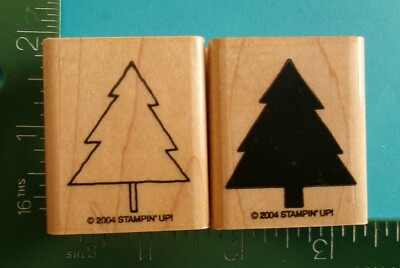 Stampin Up PINE CHRISTMAS TREE Rubber Stamps Outline Shadow