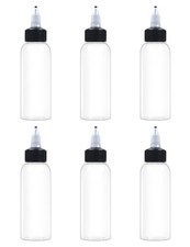 6 Pcs 2oz Plastic Squeeze Bottles with Twist Top Cap, 60ml Clear Dispensing B...