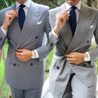 Herren Business Anzug Doppelreihig Zweireiher Slim Fit Hochzeit Gala Festlich