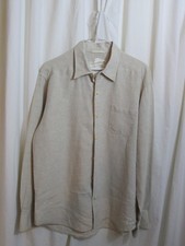 Tommy Bahama Relax Mens 100 Linen Shirt over Jacket Beige Long Sleeve Pocket M