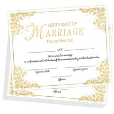 25 PCS Flora Gold Foil Marriage Certificates 8x10 Inch Blank Fill In Paper