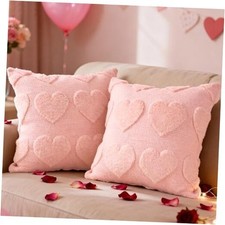 Valentines Day Throw Pillow Covers 18x18 inch Set 18" x 18" Pack of 2 Pink
