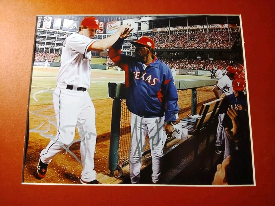 Derek Holland & Ron Washington Autografiado 8x10 Rangers Firmado Serie Mundial Automático Foto 2 de 4