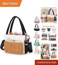 Spacious Knitting  Crochet Bag - Multi-Pocket Organizer for Yarn  Accessories