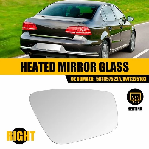 Mirror Glass Heated Passenger Side Fits 2012 2013 2014 2015 Volkswagen Passat P