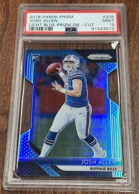 2018 JOSH ALLEN PANINI PRIZM ROOKIE LIGHT BLUE DIECUT /199 PSA 9 MINT RC BILLS