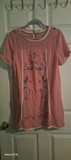 Umgee USA Embroidered Dress Womens M Pink Boho Cottage Prairie Romantic Feminine