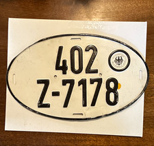 Vintage West German Oval Customs License Plate 402 Z-7178 Braunschweig 1951-1970
