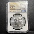 2021 Peace Dollar 100th Ann UHR 2oz Silver NGC MS-70