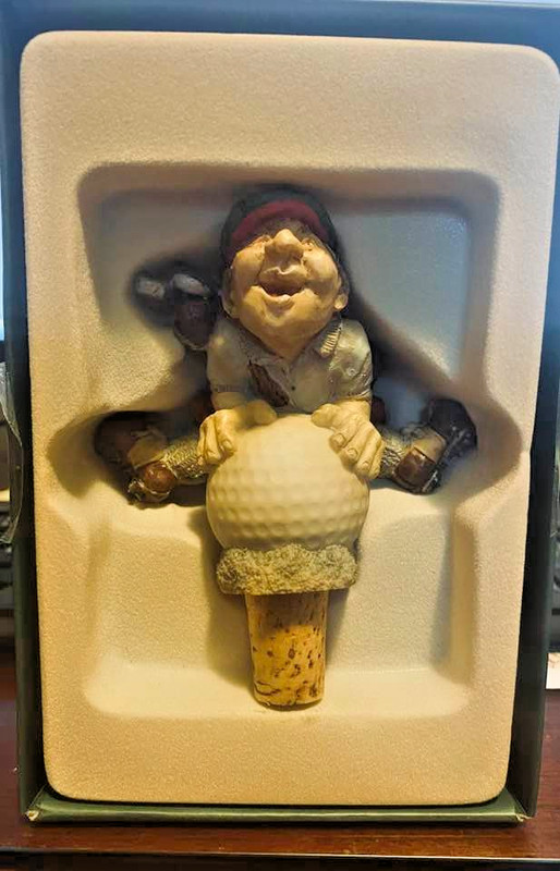 THE GUARDIAN OF THE GRAPES Duffer's Golf Ball Wine Bottle Stopper NEW w/BOX