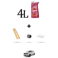 Hoffcar Set Service 3 Filter Und 4L ÖL FüR Dacia Logan II 1.2 16V LPG 53Kw Ab