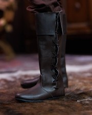 Mytholon Tilly Stulpenstiefel Leder Braun 47 Larp Mittelalter #16111