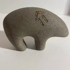 Power Bear Earth n Fire Fine Art Pottery Bear 22k Gold Painted Symbol