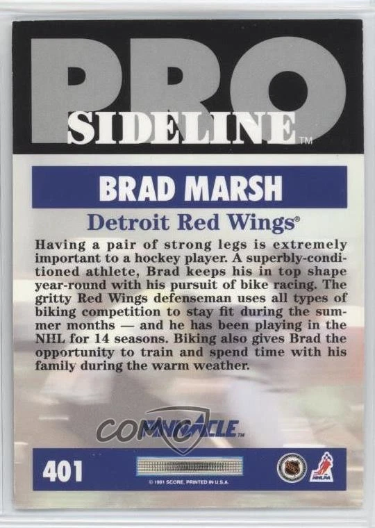 1991-92 Pinnacle Pro Sideline Brad Marsh #401 - Image 2 of 2