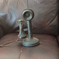 Antique Candlestick Telephones Set Black Brass Collectible Pre-1940