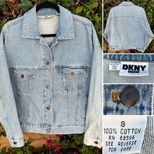 DKNY Jeans Denim Jacket Womens Small Trucker Button Front Cotton Vintage 90s