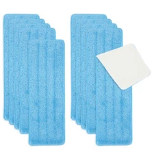 10-Pack Microfiber Mop Pads - Washable Replacement Heads (16.5 in, Blue)