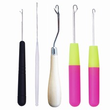 HAMIYELL Pack of 5 Different Sizes Latch Hook Crochet Needle Hook Tools for B...