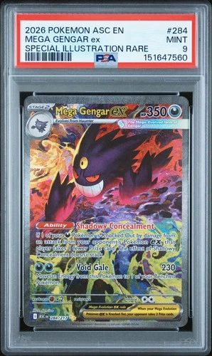 2026 POKEMON ASC EN-SPECIAL ILLUSTRATION RARE #284 MEGA GENGAR EX PSA 9