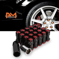 M12X1.5 Red JDM Closed End Lug Nuts+Spline Locks+Key+Extension 22mmx45mm 20Pc
