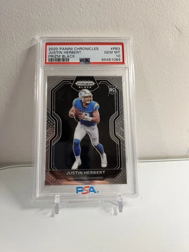 2020 Panini Chronicles Prizm Black Justin Herbert Rookie Card PSA 10 GEM MT