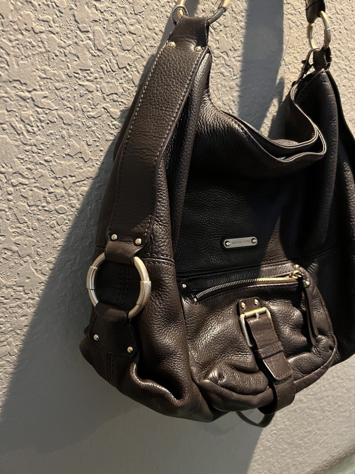 Michael Kors Dark Brown Pebble Leather Hobo Shoul… - image 5