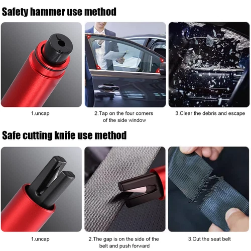 2 Pcs Safe Hammer Car Window Glass Breaker Emergency Escape Tool Seatbelt Cutter - Picture 6 of 24