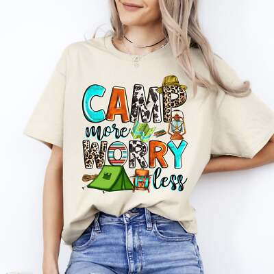 Camp more worry less T-Shirt Camper Unisex tee White Sand Sport Grey