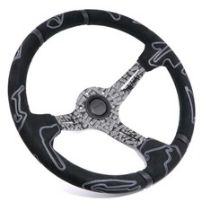 Black Momo Ultra Black Edition 14 Deep Dish Suede Leather Sport Steering Wheel