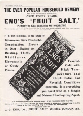 1914 ENO FRUIT SALT HEALTH REMEDY MEDICAL HOUSEHOLD DECOR DOCTOR AD 8013
