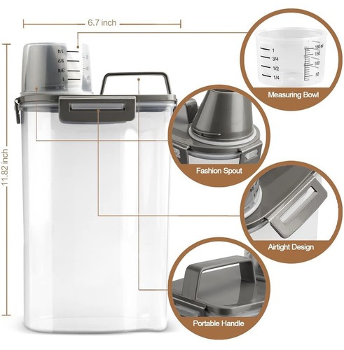 Contenedor hermético para mascotas y alimentos con boquilla para verter•Taza medidora•Tazón plegable EC - Imagen 6 de 18