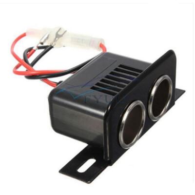 Black 12V Car Metal Cigarette Lighter 2 Socket With Fuse For Motorcycle  Modified