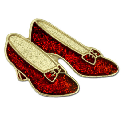 PinMart's Glitter Red Dance Shoes Ruby Slippers Enamel Lapel Pin
