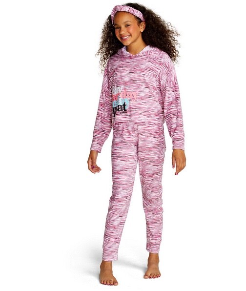 NWT 10 Justice SAT sun REPEAT hooded top headband jogger 2pc pajamas  birthday pj