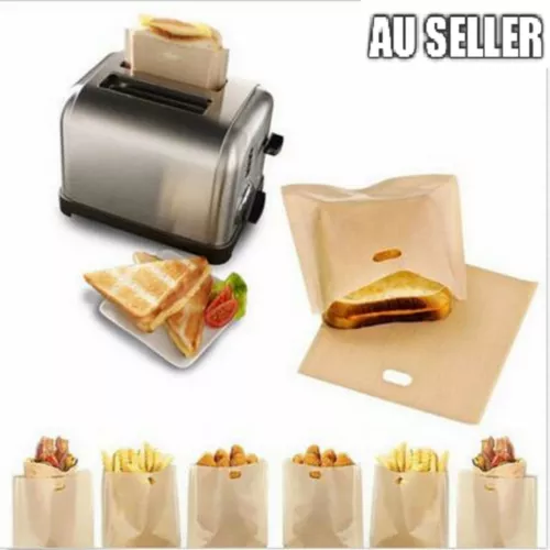 2pc x Toast Pocket Bag Non-Stick Reusable Toaster Sandwich Baking Pouch Kitchen