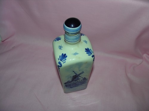 Vintage. Blue Delfts Keramik handbemalt gemarkt Krug Dekanter Flasche & Korken Stopfen - Bild 3 von 7