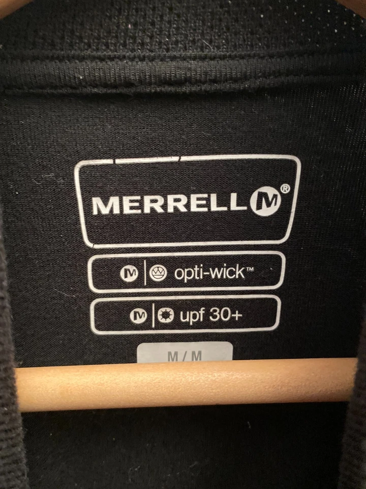 Пуловер Merrell UPF 30+ Opti-Wick 1/4 на молнии рубашка средний черный для бега на открытом воздухе - Изображение 2 из 4