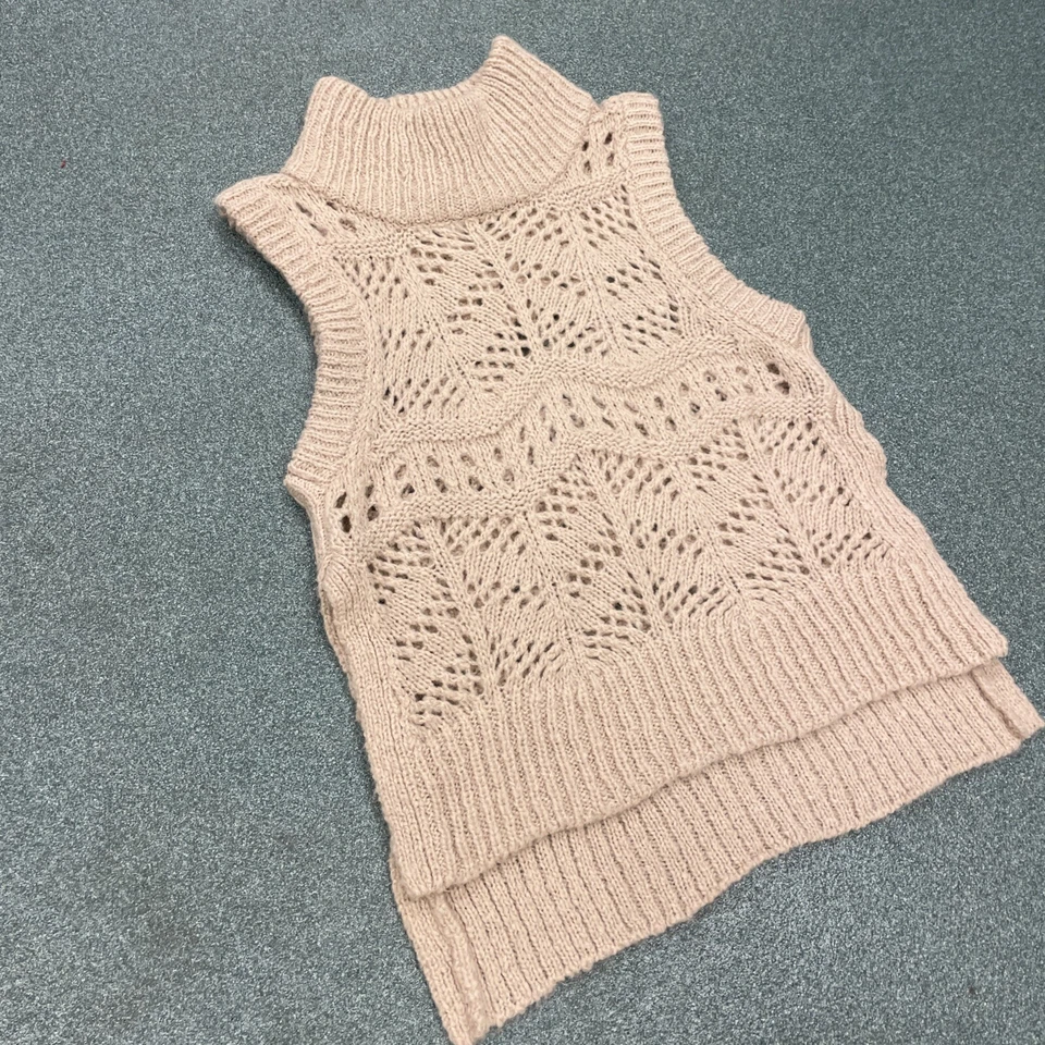 Plenty by Tracy Reese 毛衣 L 码开放式针织无袖马海毛混纺米色 — 第 3/4 张图片