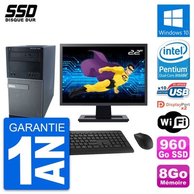 PC Tour Dell 9020 Bildschirm 22'' Pentium G3220 RAM 8GB SSD 960GB Windows 10 Wifi