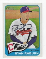 Autographed RYAN RABURN Cleveland Indians 2014 Topps Heritage card #332 w/COA