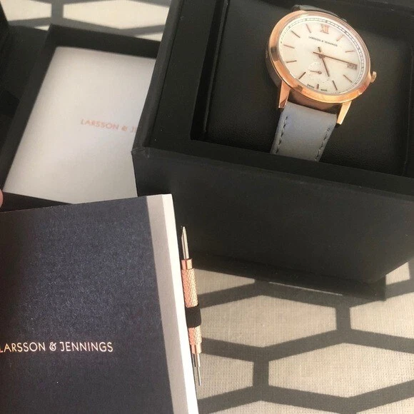 Larsson Jennings watch Made in Switzerland gray rose gold plate W000003 - Image 2 of 4