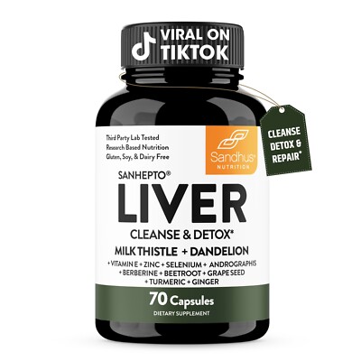 Sandhu's Liver Cleanse Detox, Repair & Support Supplement, 70 Capsules
