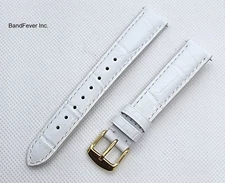 16mm White Genuine Leather Interchangeable EZ-PIN Watch Band Strap GOLD BUCKLE